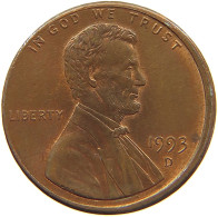 UNITED STATES OF AMERICA CENT 1993 D LINCOLN MEMORIAL OFF-CENTER #s083 0553 - 1959-…: Lincoln, Memorial Reverse