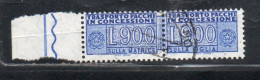 ITALIA REPUBBLICA ITALY REPUBLIC 1955 1981 PACCHI IN CONCESSIONE PARCEL POST STELLE STARS LIRE 900 USATO USED OBLITERE' - Colis-concession