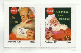 Portugal Carnet 2 Timbres Personnalisés Pére Noël Coca Cola 2012 Personalized Stamps Father Christmas Coke - Autres & Non Classés