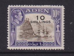 ADEN  - 1951 George VI Currency Surcharges 10s On 10r Hinged Mint - Aden (1854-1963)