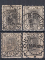 ⁕ Romania 1893/98 Rumänien ⁕ Prince Karl I / King Carol I. 1 1/2 Bani Mi.100 ⁕ 4v Used / Shades - Usado