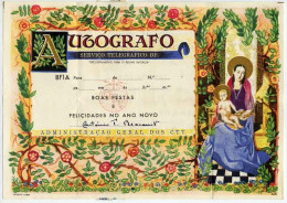 Portugal Entier Télégramme Nöel Nativité Notre Dame Telegram Christmas Natitivy Mary And Jesus - Cartas & Documentos