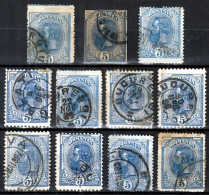 ⁕ Romania 1893/98 Rumänien ⁕ Prince Karl I / King Carol I. 5 Bani Mi.102 ⁕ 11v Used / Shades - Oblitérés