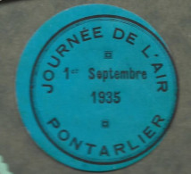 Cachet De Fermeture - France -  Pontarlier  - Journee  De L'air  1 Er Septembre 1935 - Erinnophilie