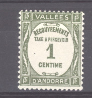 Andorre   -  Taxe  :  Yv  16  * - Unused Stamps