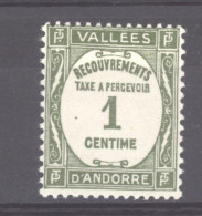 Andorre   -  Taxe  :  Yv  16  * - Nuevos