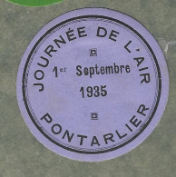 Cachet De Fermeture - France -  Pontarlier  - Journee  De L'air  1 Er Septembre 1935 - Erinnophilie
