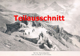 D101 008 Compton Bergsteiger Morteratschgletscher 40x27 Cm Druck 1891 !! - Other & Unclassified