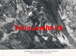 D101 009 Compton Bergsteiger Dolomiten Grohmannspitze 40x54 Cm Druck 1891 !! - Andere & Zonder Classificatie
