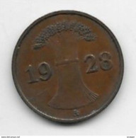 Germany  Weimar 1  Pfennig 1928 A Km 37    Xf - 1 Renten- & 1 Reichspfennig