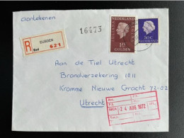 NETHERLANDS 1972 REGISTERED LETTER EIJSDEN TO UTRECHT 23-08-1972 NEDERLAND AANGETEKEND - Briefe U. Dokumente