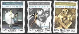 SAN MARINO - 1989 - DANZA NUREYEV - SERIE 3 VALORI - NUOVA MNH** (YVERT 1218\20- MICHEL 1424\6 - SS 1285\7) - Storia Postale