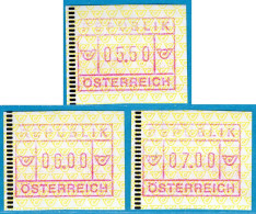 1988 Österreich Austria Automatenmarken ATM 2.1 D Rotlila / Satz S5 5.50/6.00/7.00 Postfrisch / Frama Vending Machine - Timbres De Distributeurs [ATM]