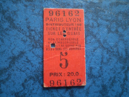 Ticket De Quai Paris Lyon, Ticket D'entrée Sur Les Quais - Europe