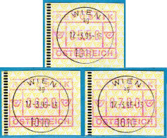 1988 Österreich Austria Automatenmarken ATM 2.1 D Rotlila / Satz S5 5.50/6.00/7.00 Wien 17.3.95 / Frama Vending Machine - Machine Labels [ATM]