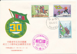 Taiwan FDC 1982 30th Anniversary Of China Youth Corps Complete Set Of 3 With Cachet - FDC