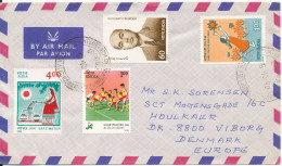 India Air Mail Cover Sent To Denmark 5-10-1990 Topic Stamps - Corréo Aéreo