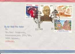 India Air Mail Cover Sent To Denmark 23-7-1998 Topic Stamps - Posta Aerea