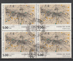 FRANCE - N° 2835 Oblitéré - "Gravure Rehaussée", Oeuvre De Marie Hélène Vieira Da Silva (1909-1992).bloc De 4 - Used Stamps