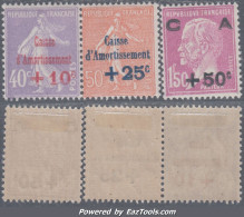 2ème Série Caisse D'Amortissement Neuve * TB (Y&T N° 249 à 251, Cote 107€) - 1927-31 Cassa Di Ammortamento