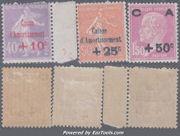 2ème Série Caisse D'Amortissement Neuve * TB (Y&T N° 249 à 251, Cote 119€) - 1927-31 Sinking Fund