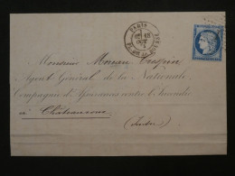 DC0  FRANCE  TRES BELLE LETTRE   1875 ETOILE DE PARIS N°1  A CHATEAUROUX  +CERES N°60    +AFF. INTERESSANT + - 1849-1876: Période Classique