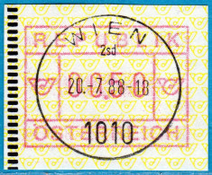 1988 Österreich Austria Automatenmarken ATM 2.2 D Rotlila / 00.50S Wien 20.7.88 / Frama Vending Machine Distributeur - Timbres De Distributeurs [ATM]