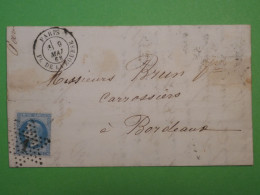 DC0  FRANCE BELLE  LETTRE 1875 ETOILE DE PARIS N°1 BOURSE  A BORDEAUX   +NAPOLEON N°29     +AFF. INTERESSANT + - 1849-1876: Période Classique