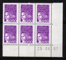 Coin Daté YT 3088** - 6 Timbres - Marianne De Luquet 50 C Violet Rouge - Daté Du 25-06-97 - 1990-1999