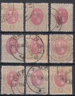 ⁕ Romania 1893 - 1903 Rumänien ⁕ Prince Karl I / King Carol I. 1 Lei Mi.108 & Mi.141/142 ⁕ 9v Used / Shades - Used Stamps
