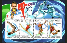 Burundi 2012 Sports Star He Chong (diving) And Weber (gymnastics)，MS MNH - Neufs