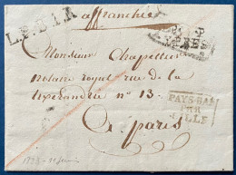 LETTRE 11 JUIN 1823 Marque "P. .P / YPRES " (Ht N°34a Indice 18) Pour PARIS + Griffe LPB1R + PAYS BAS PAR LILLE TTB - 1815-1830 (Periodo Holandes)