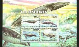 Burundi 2011 Marine Organisms, Whales, Grey Whales, Blue Whales, Humpback Whales，MS MNH - Neufs