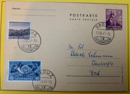 20024 - Entier Postal Vaduz 11.06.1949 + Timbre UPU No ZST 227 - Interi Postali