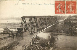 Dpts Div -ref-BM345- Nord - Merville - Ruines De La Gare - Pont - Attelage Cheval - Ruins Of The Station - - Merville