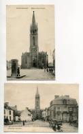 56 QUESTEMBERT Lot 2 Cartes Charette Cheval Place Marchix 1923 Et Place Eglise Saint Pierre  D07 2022 - Questembert