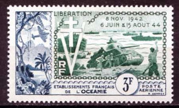 Réf 79 < OCEANIE < Yvert PA N° 31 * Neuf Ch. - MH * < Char Tank Libération - Airmail