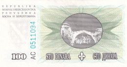 BOSNIA AND HERZEGOVINA, UNC, P-44, 100 DINARS, 15.8.1994 - Bosnia And Herzegovina