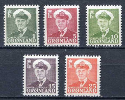 Réf 79 < GROENLAND < Yvert N° 19 à 23 * Neuf Ch. - MH * < Frédéric IX - Unused Stamps