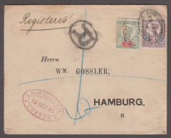 1895 Envelope Sent Registered To Germany With 1887 2d And 5d Die II Jubilees With "J.H.S. / & Co" Perfins - Storia Postale