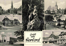 42605221 Herford Neuer Markt Bahnhof Stadttheater Wittekind Denkmal Muensterkirc - Herford