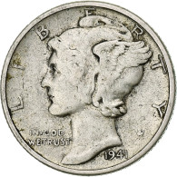 Monnaie, États-Unis, Mercury Dime, Dime, 1941, U.S. Mint, Philadelphie, TTB - 1916-1945: Mercury