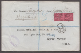 1900 (Aug 15) Envelope Sent Registered From London To The USA With 1887 6d Vertical Pair With "D C & Co" Perfins - Storia Postale