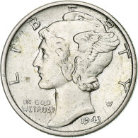 États-Unis, Mercury Dime, Dime, 1943, U.S. Mint, Philadelphie, SUP, Argent - 1916-1945: Mercury (kwik)