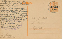 Entier N°10 - 8 Cent - Elsene 3 - 16.7.1918 Vers Hoogstraten – Censure Bruxelles - German Occupation