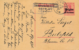 Entier N°3 - 10 Centimes - Engis 18 V 1916 Vers Bielefeld – Censure Liège - Ocupación Alemana