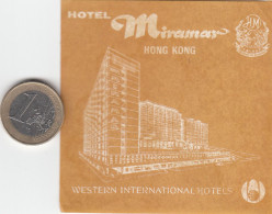 ETIQUETA - STICKER - LUGGAGE LABEL  HOTEL  MIRAMAN - WESTERN - HONG KONG - Etiquettes D'hotels