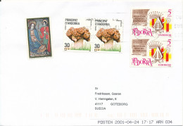Andorra Spain Cover Sent To Sweden 22-4-2001 With More Stamps - Cartas & Documentos