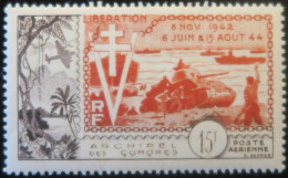 LP3972/274C - 1950/1953 - COLONIES FRANÇAISES - COMORES - POSTE AERIENNE - N°4 NEUF* - Cote (2024) : 45,00 € - Airmail