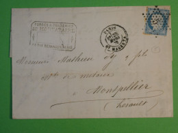 DC0  FRANCE  TRES  BELLE LETTRE   1876  ETOILE DE PARIS N°5 SUR CERES  N°60   POUR MONTPELLIER ++AFF. INTERESSANT++ - 1849-1876: Période Classique
